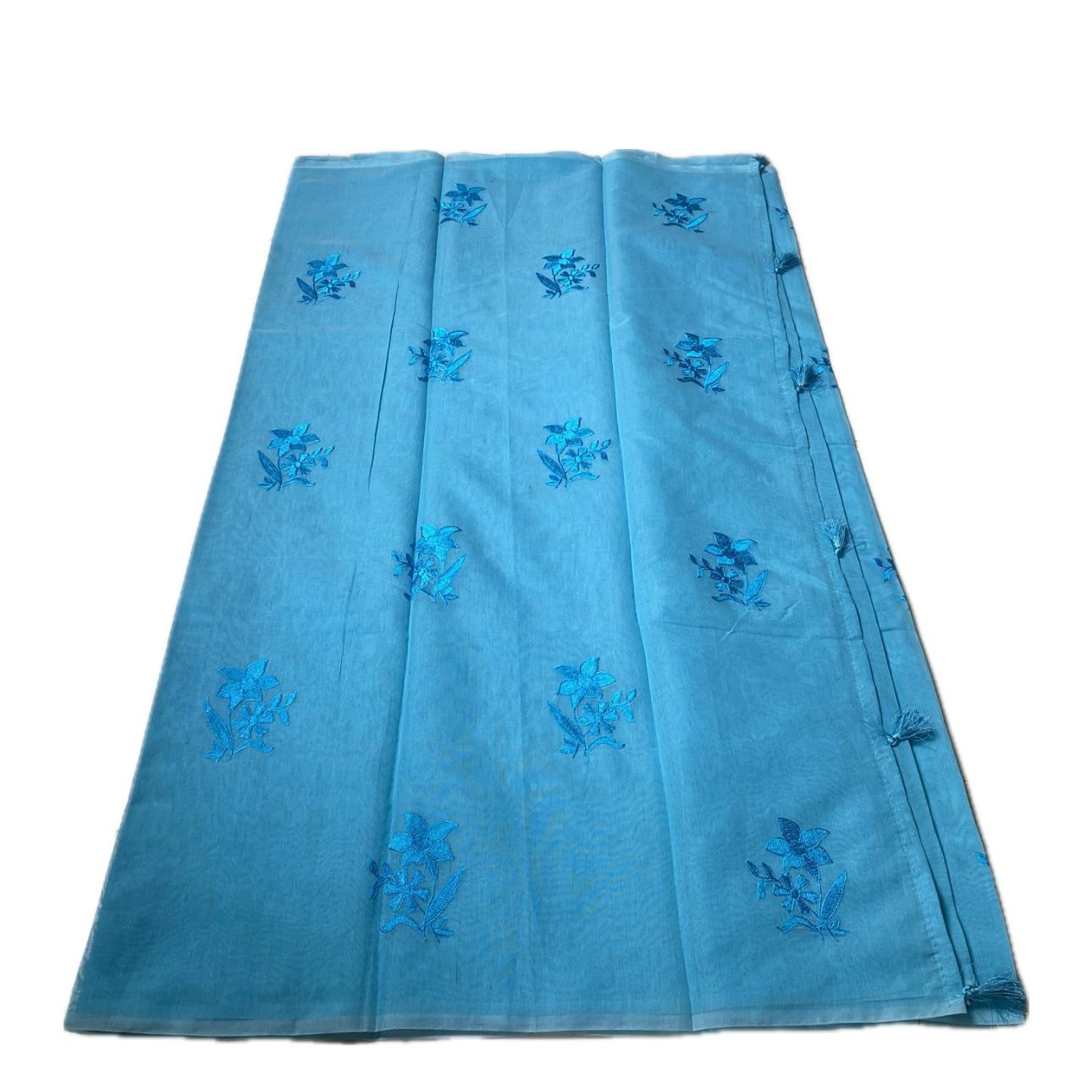 Chaithra Light Blue Chanderi Silk Floral Saree