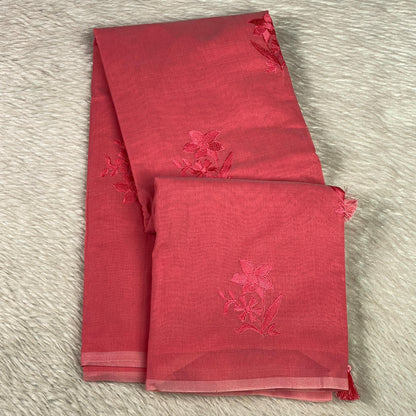 Chaithra Red Chanderi Silk Floral Saree