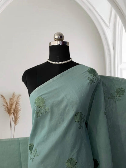 Chaithra Pastel Green Chanderi Silk Floral Saree