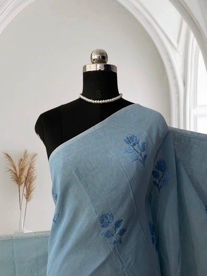Chaithra Pastel Green Chanderi Silk Floral Saree