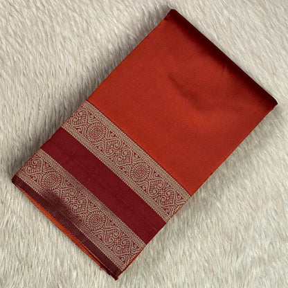 Khushi Soft Silk Saree with Plain Body & Red Double Zari Border