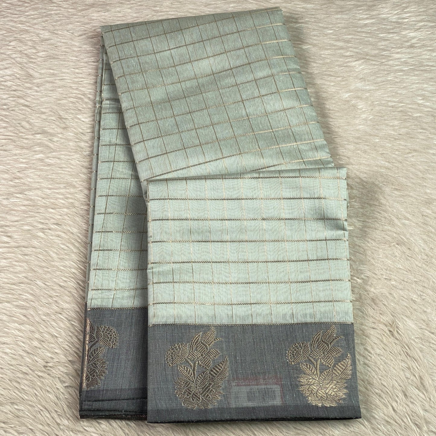 Lavanya Checks Silk Saree Grey (Dress Code)