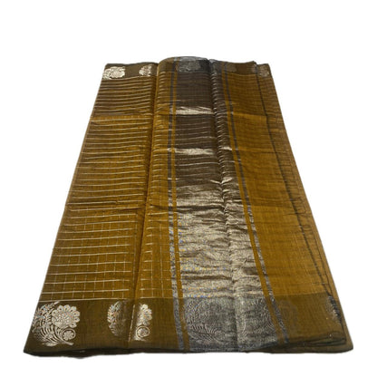 Vrinda Checks Silk Saree Mustard (Dress Code)