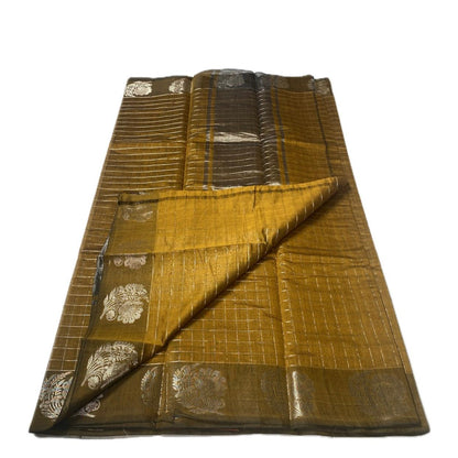 Vrinda Checks Silk Saree Mustard (Dress Code)