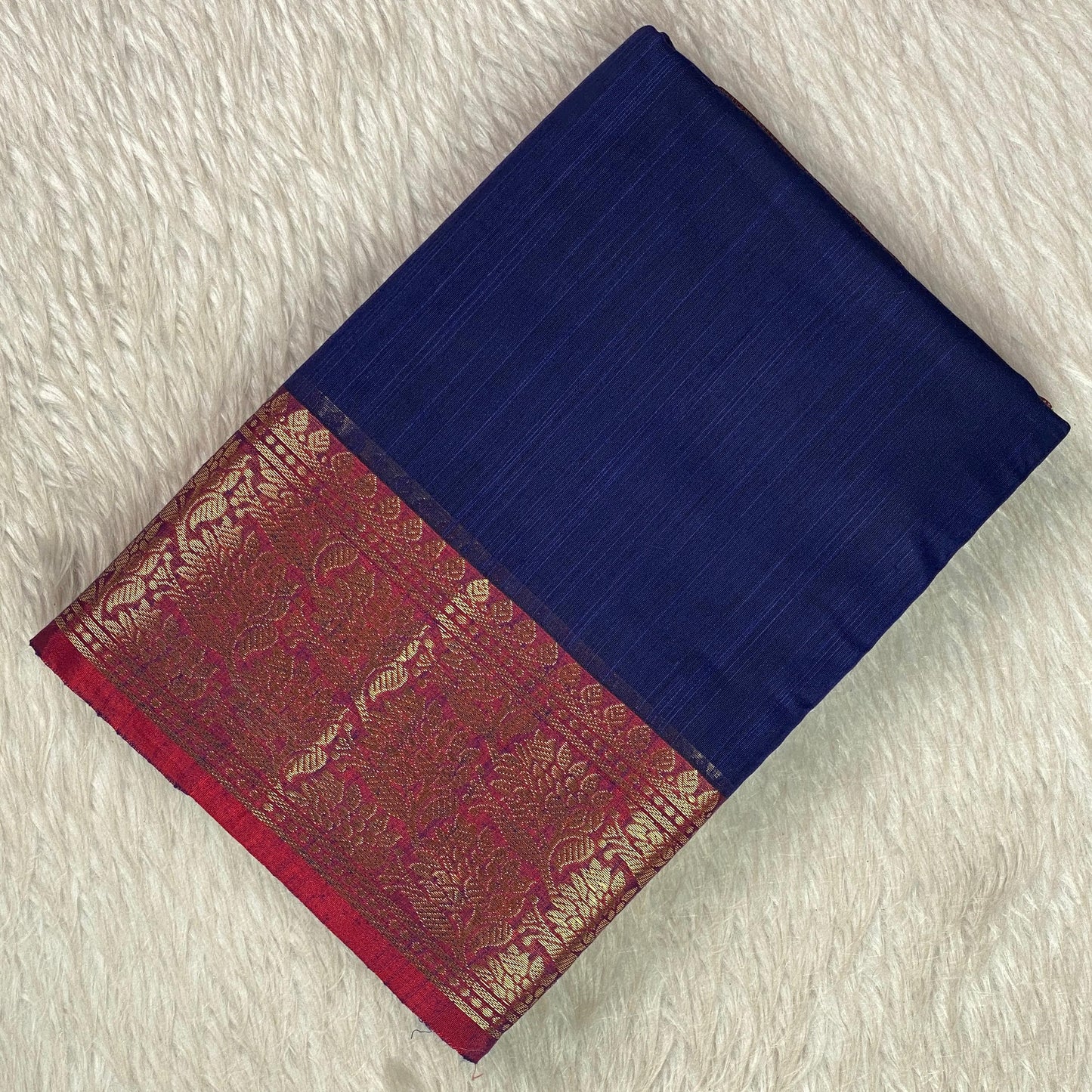 Janvi Semi Linen Saree with Kasavu Border Blue