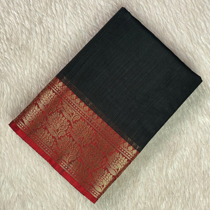 Janvi Semi Linen Saree with Kasavu Border Blue