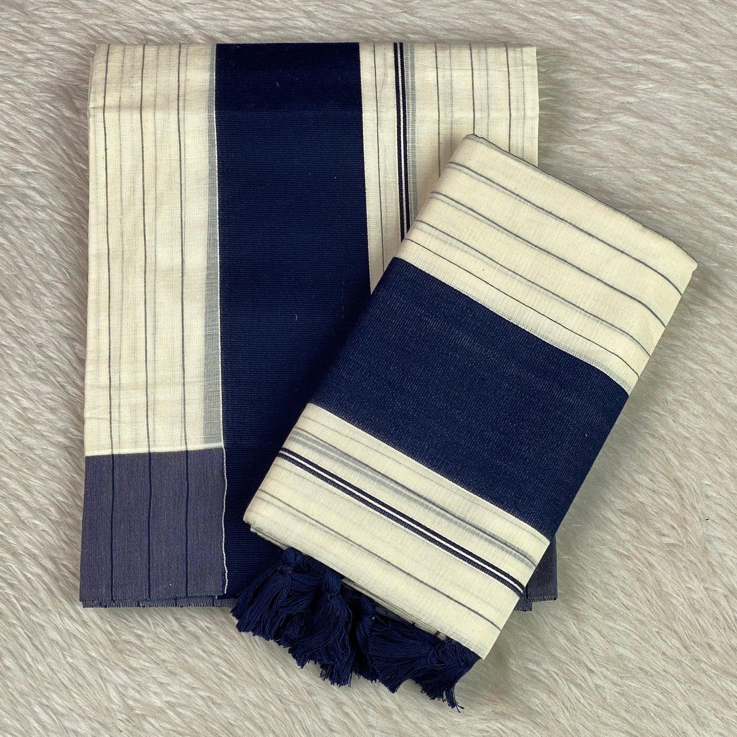 Pure Cotton Kerala Set Blue