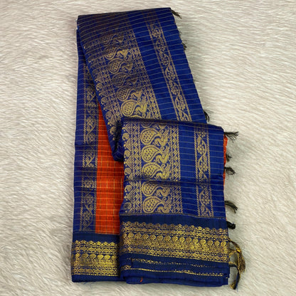 Kalyani Cotton Saree in Lime & Bottle Green Combination