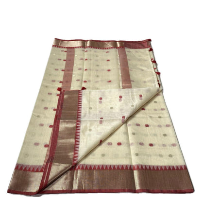 Vasudha Cotton Silk Butta Saree Off white