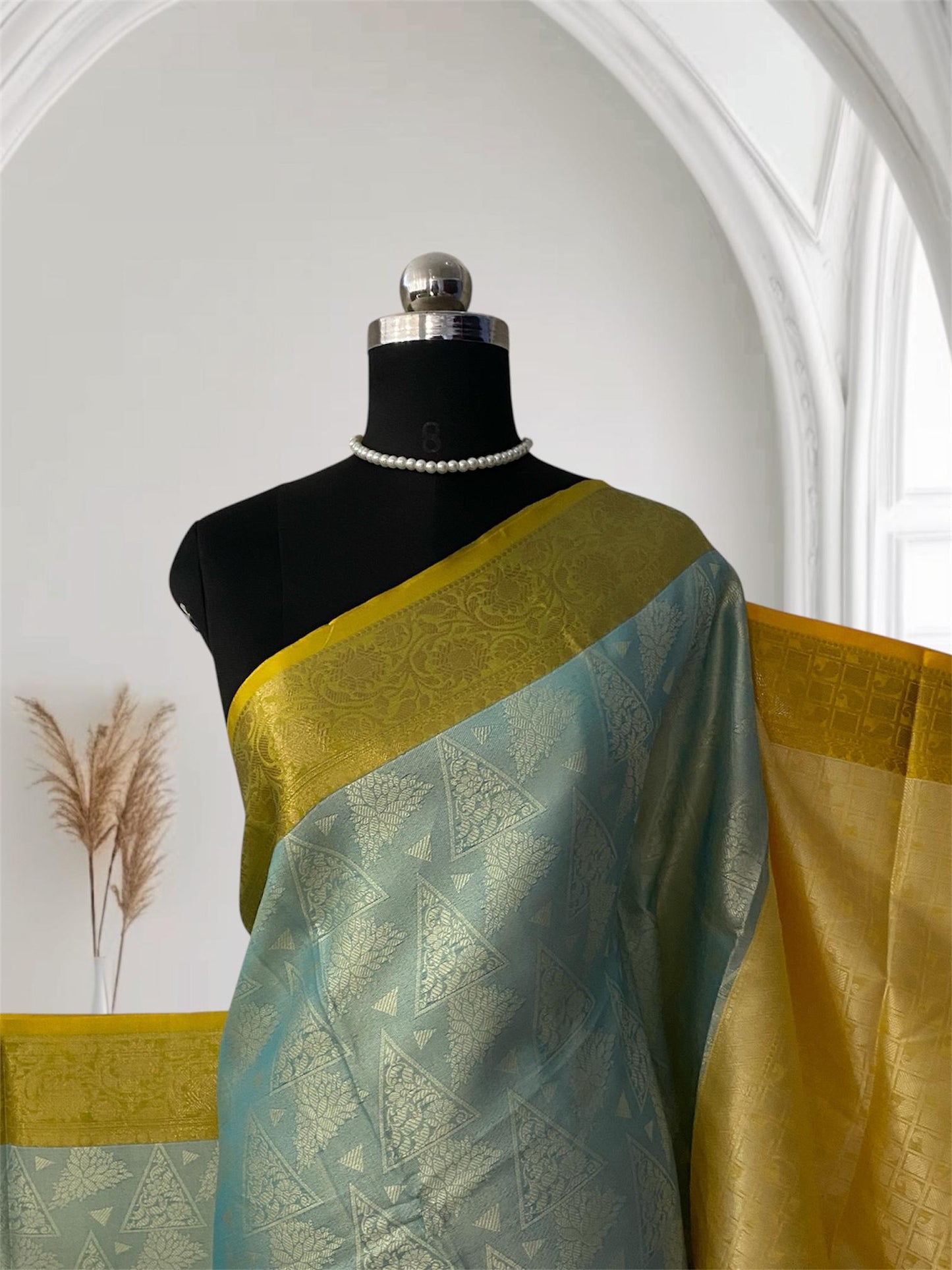 Devanshi – Premium Silk Saree with Rich Golden Zari Border