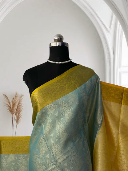 Devanshi – Premium Silk Saree with Rich Golden Zari Border