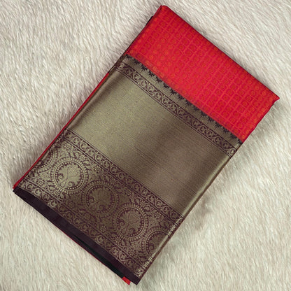Devanshi – Premium Burnt Orange Saree with Rich Purple Zari Border