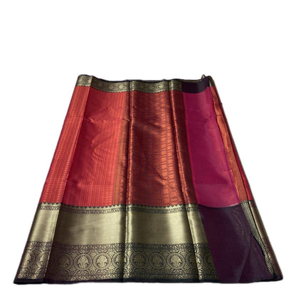 Devanshi – Premium Burnt Orange Saree with Rich Purple Zari Border