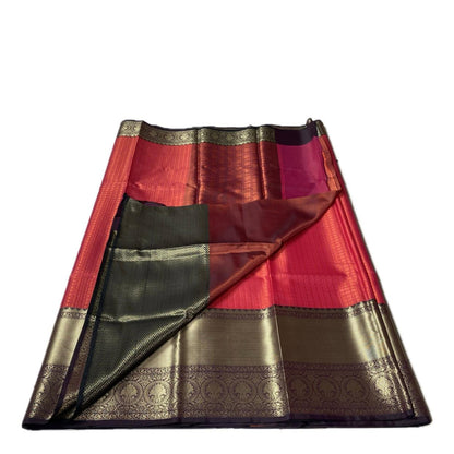 Devanshi – Premium Burnt Orange Saree with Rich Purple Zari Border