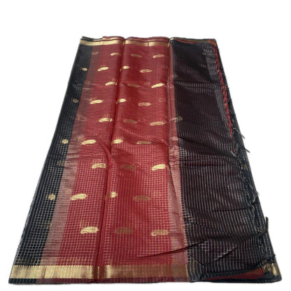 Chandana Black Checks with Butta Chanderi Silk Saree
