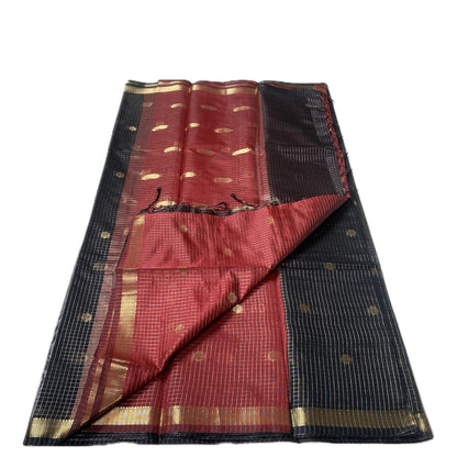Chandana Black Checks with Butta Chanderi Silk Saree