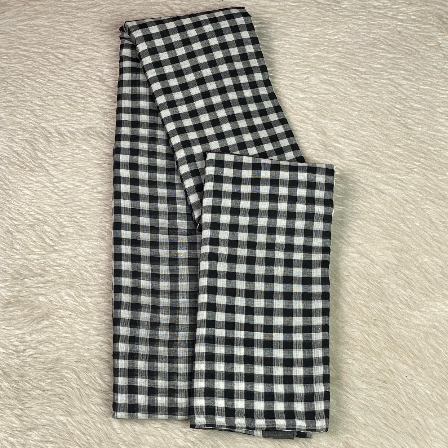 Soft Mul Cotton Checks Saree Black