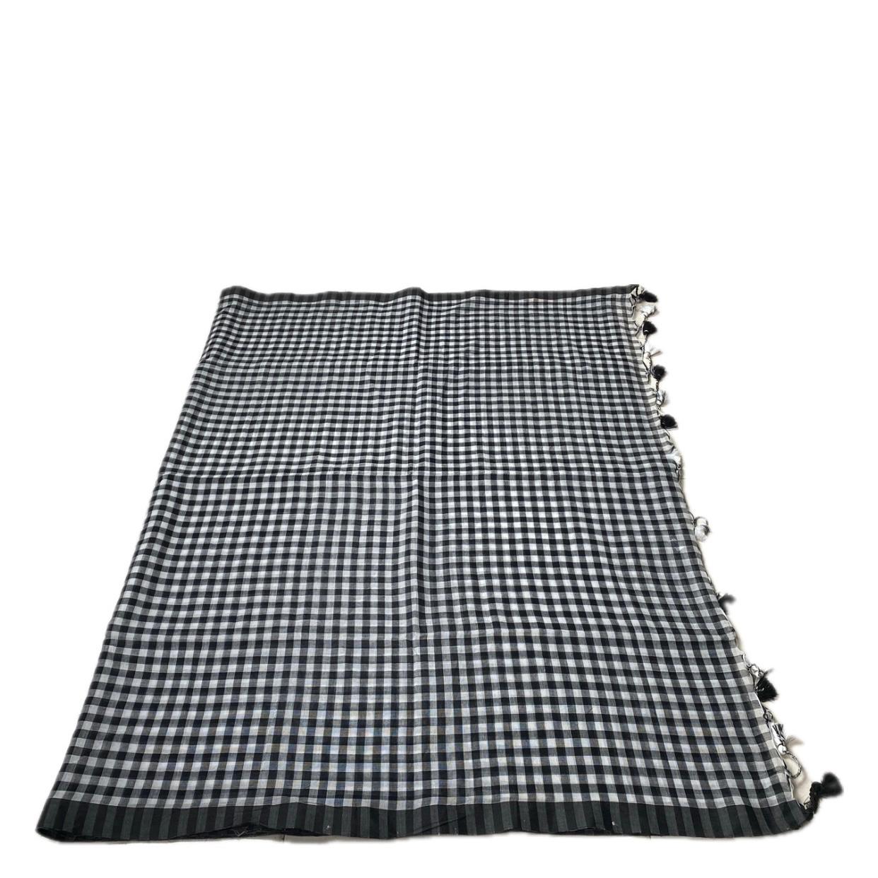 Soft Mul Cotton Checks Saree Black