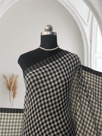 Soft Mul Cotton Checks Saree Black