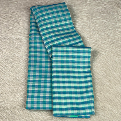 Soft Mul Cotton Checks Saree Blue
