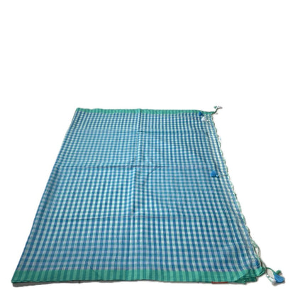Soft Mul Cotton Checks Saree Blue
