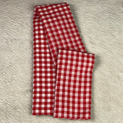 Soft Mul Cotton Checks Saree Red