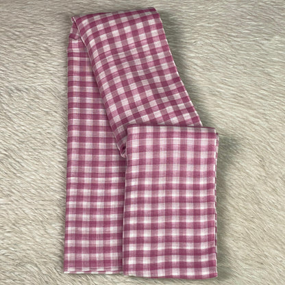 Soft Mul Cotton Checks Saree Pink