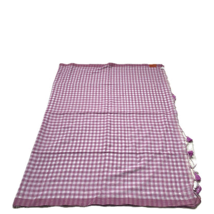 Soft Mul Cotton Checks Saree Pink
