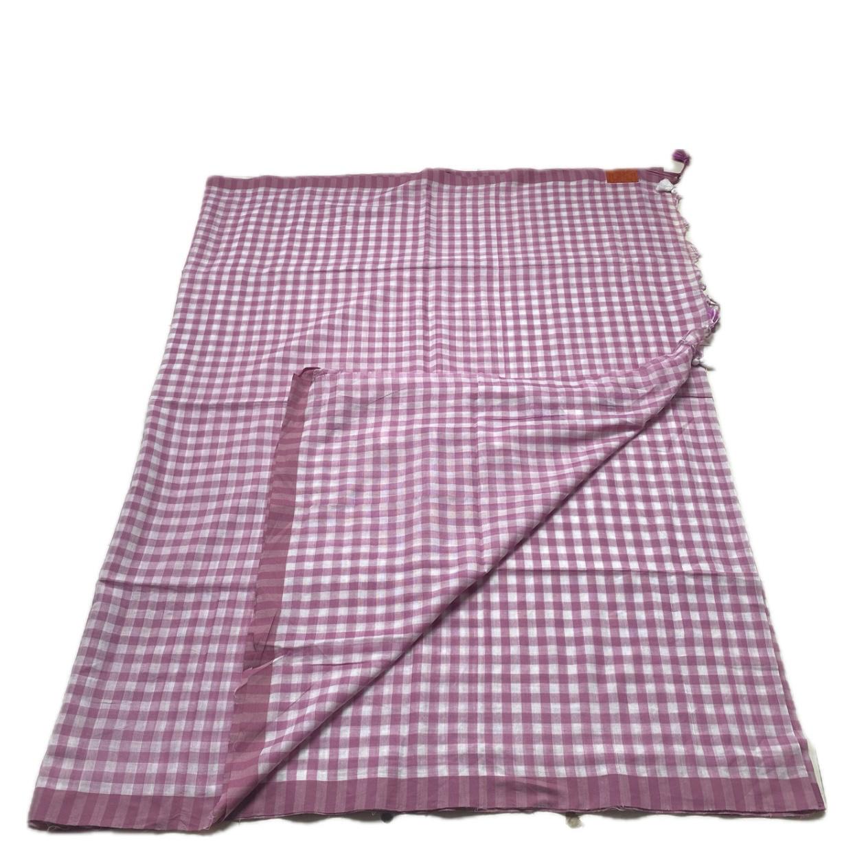 Soft Mul Cotton Checks Saree Pink