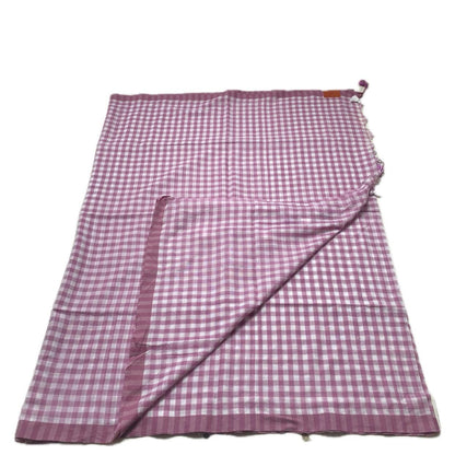 Soft Mul Cotton Checks Saree Pink