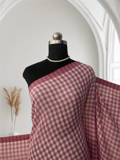 Soft Mul Cotton Checks Saree Pink