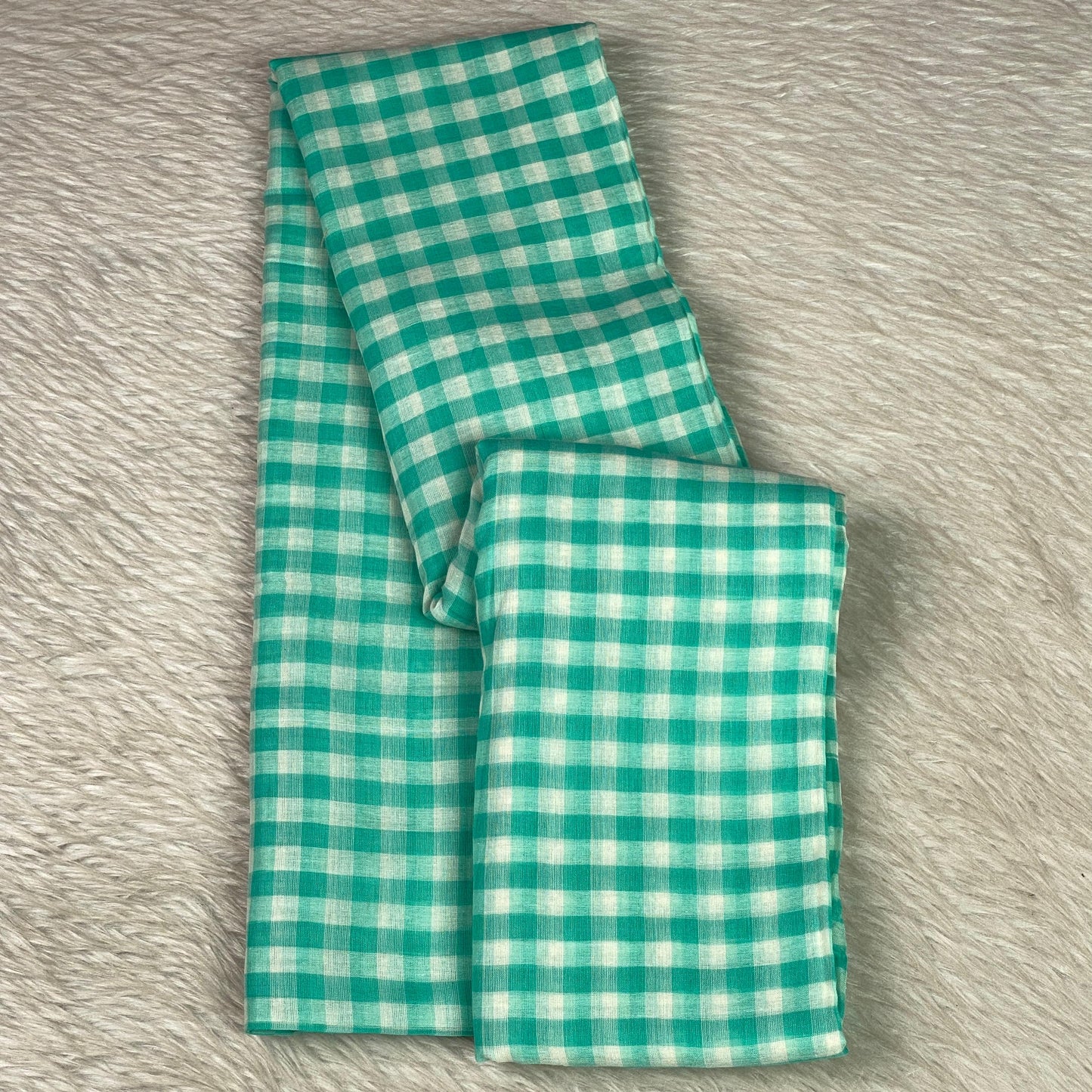 Soft Mul Cotton Checks Saree Green