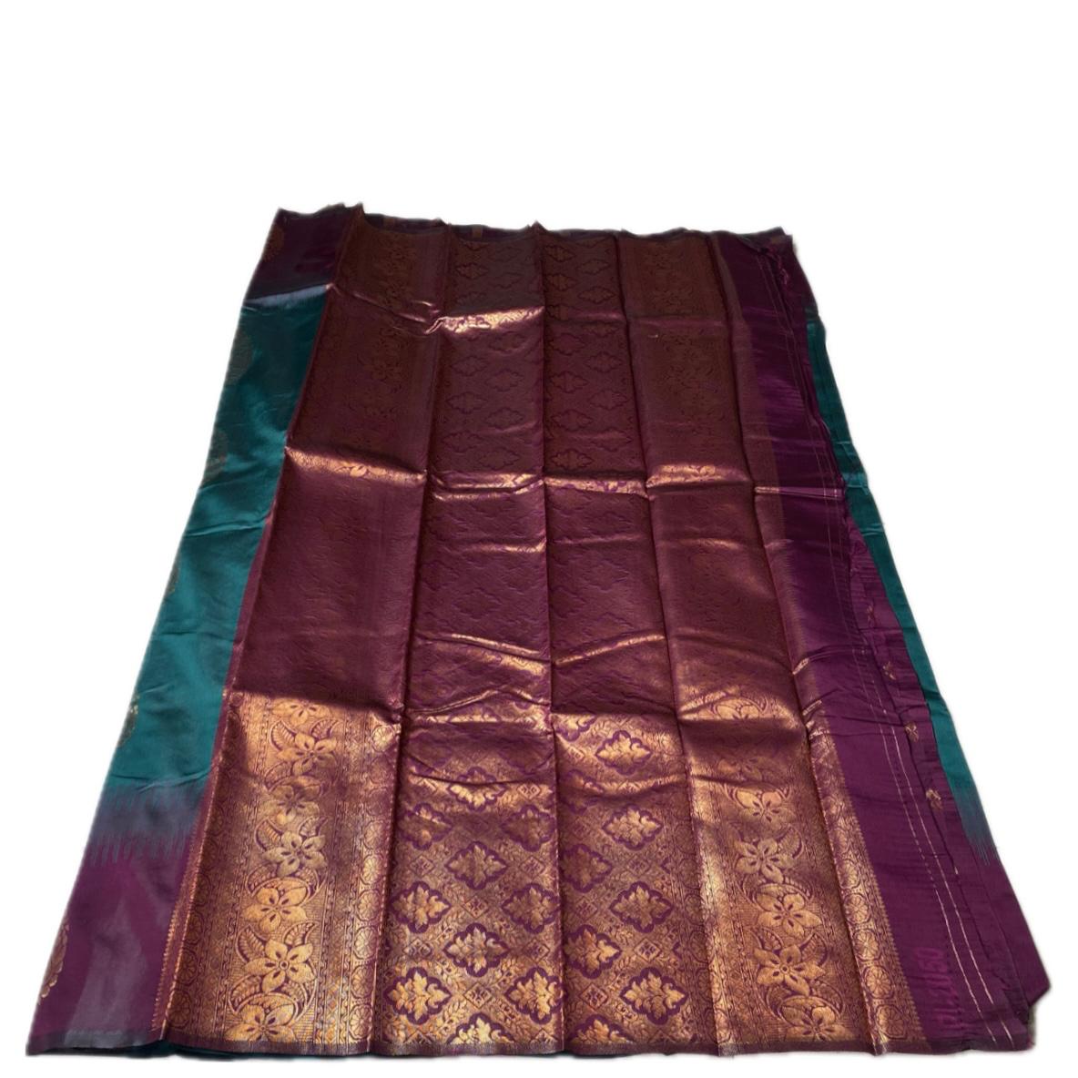 Kaveri Traditional Dual-Shade Silk Saree with Zari Border Chikku