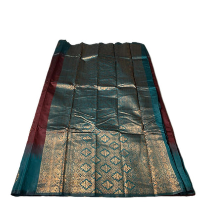 Kaveri Traditional Dual-Shade Silk Saree with Zari Border Maroon