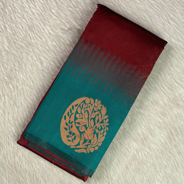 Kaveri Traditional Dual-Shade Silk Saree with Zari Border Maroon