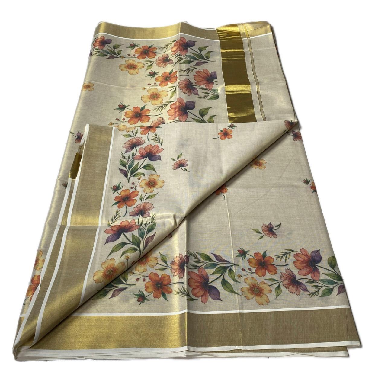 Gopika Soft Tissue Kasavu Saree with Floral Design