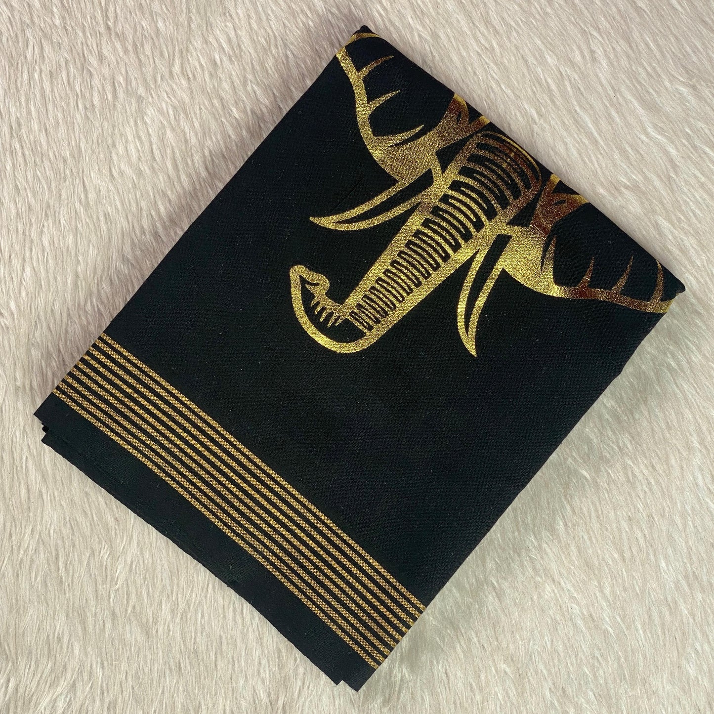 Elephant Golden Foil Printed Dhoti for Men
