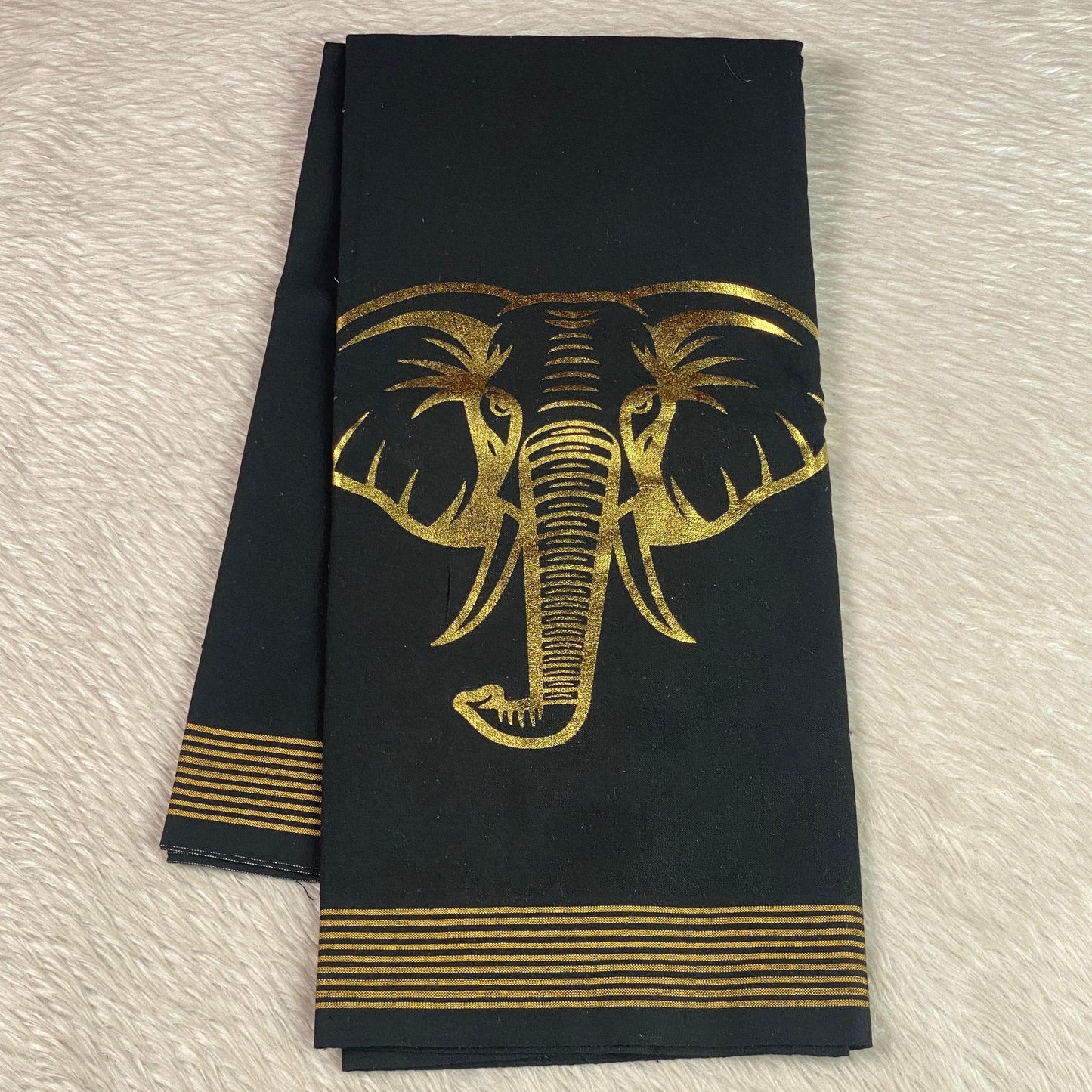 Elephant Golden Foil Printed Dhoti for Men