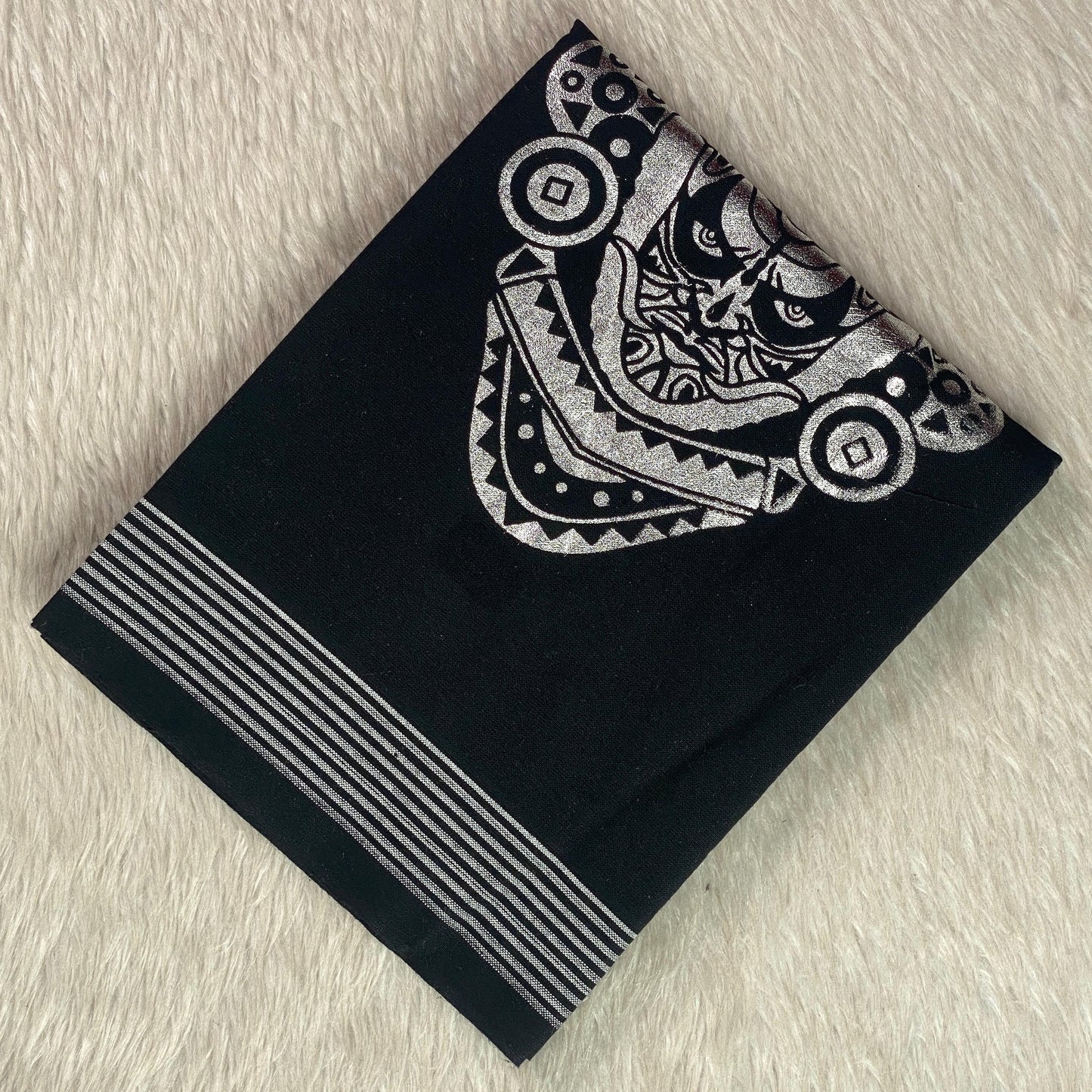 Theyyam Silver Foil Printed Dhoti for Men