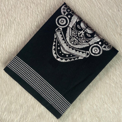 Theyyam Silver Foil Printed Dhoti for Men
