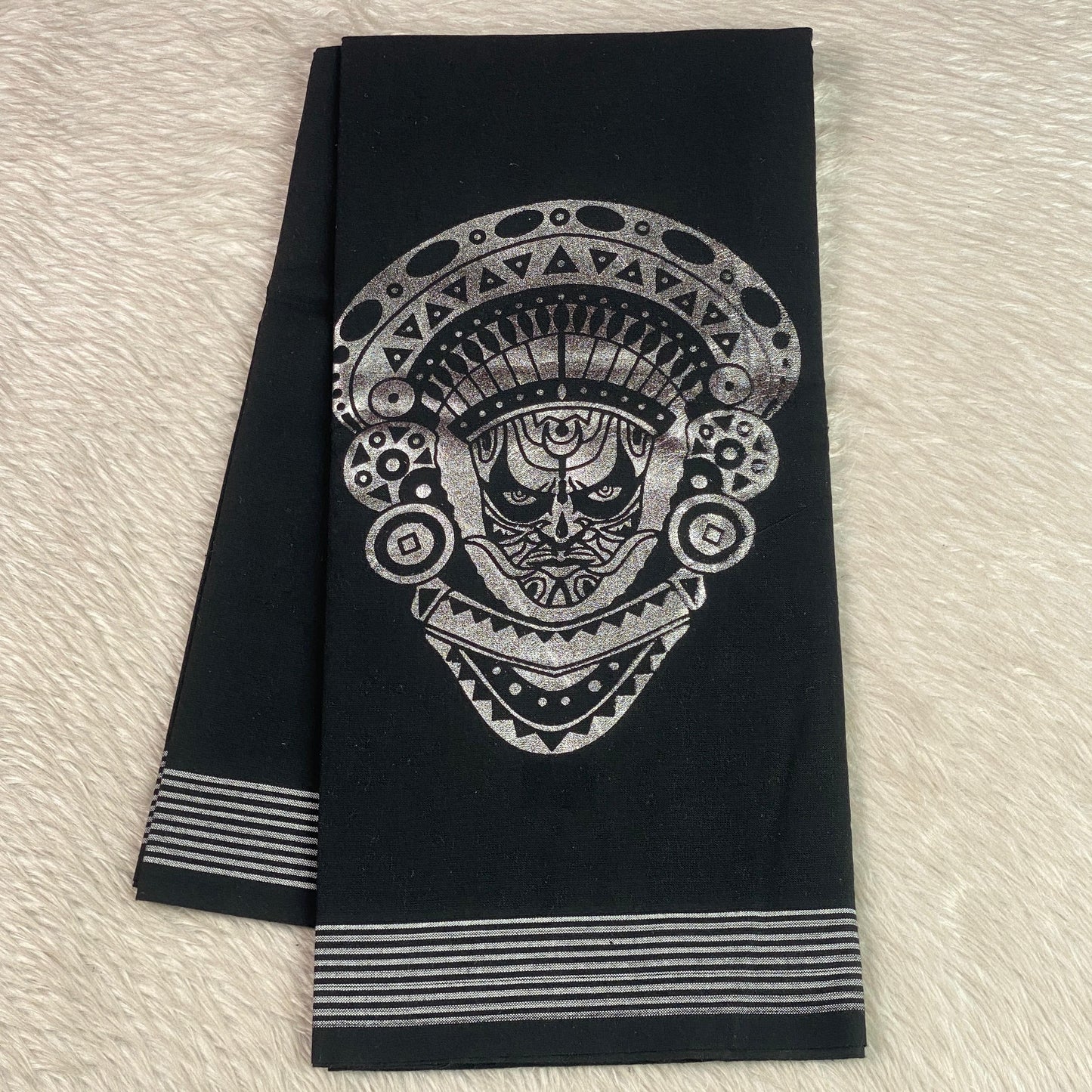 Theyyam Silver Foil Printed Dhoti for Men