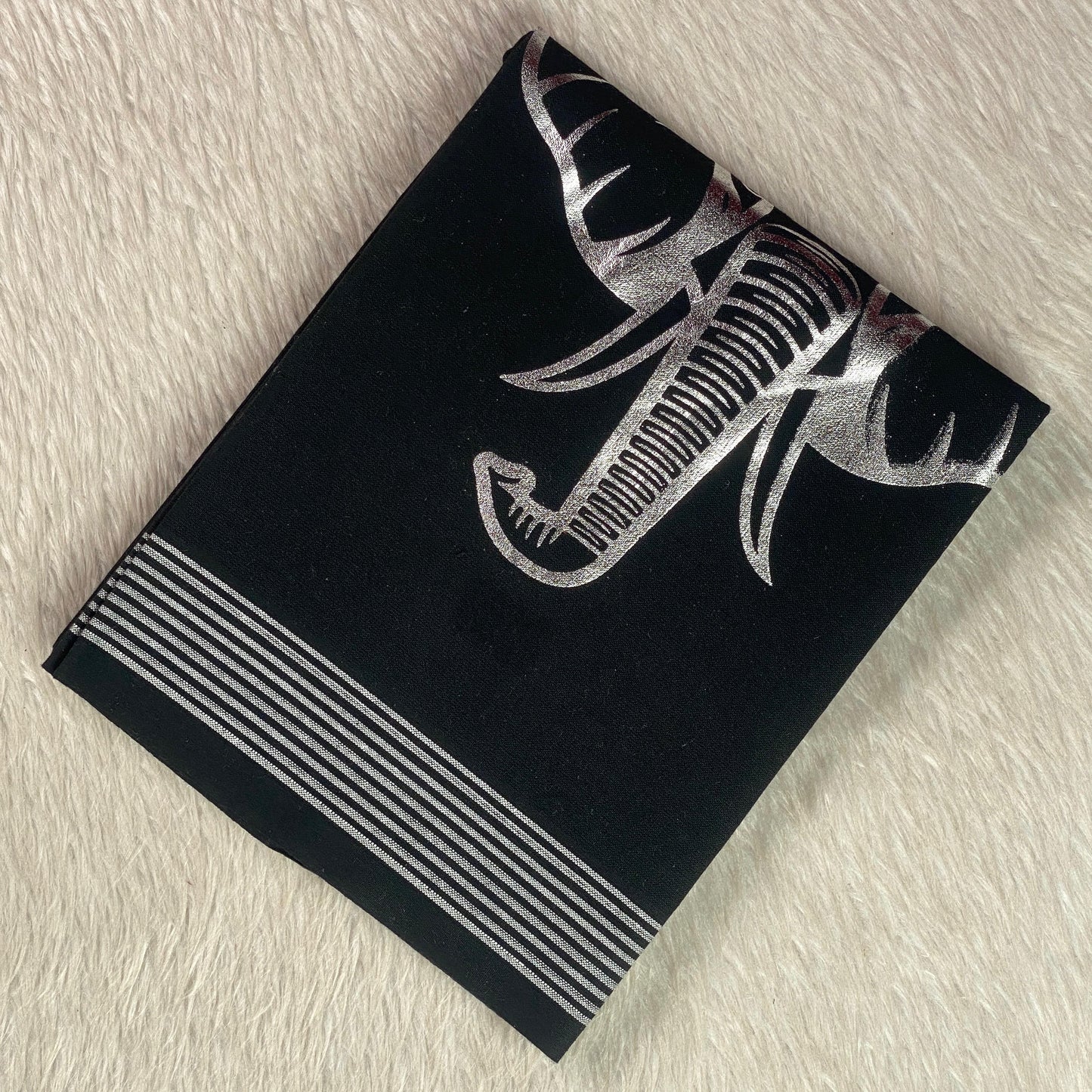Elephant Silver Foil Printed Dhoti for Men