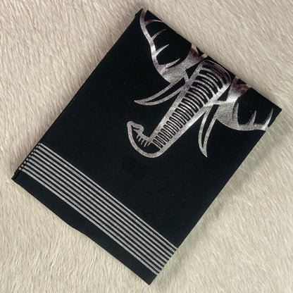 Elephant Silver Foil Printed Dhoti for Men