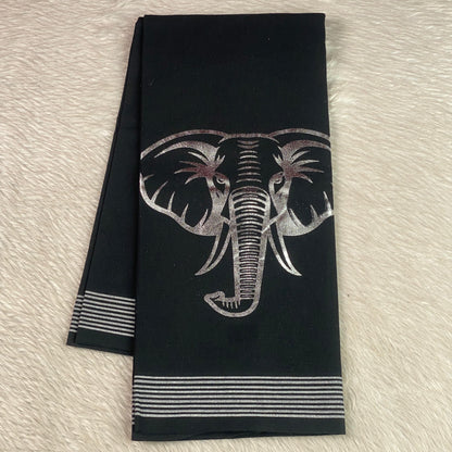 Elephant Silver Foil Printed Dhoti for Men