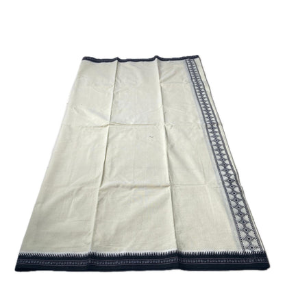 Traditional Off-White Dhoti with Royal Black Cream Printed Border