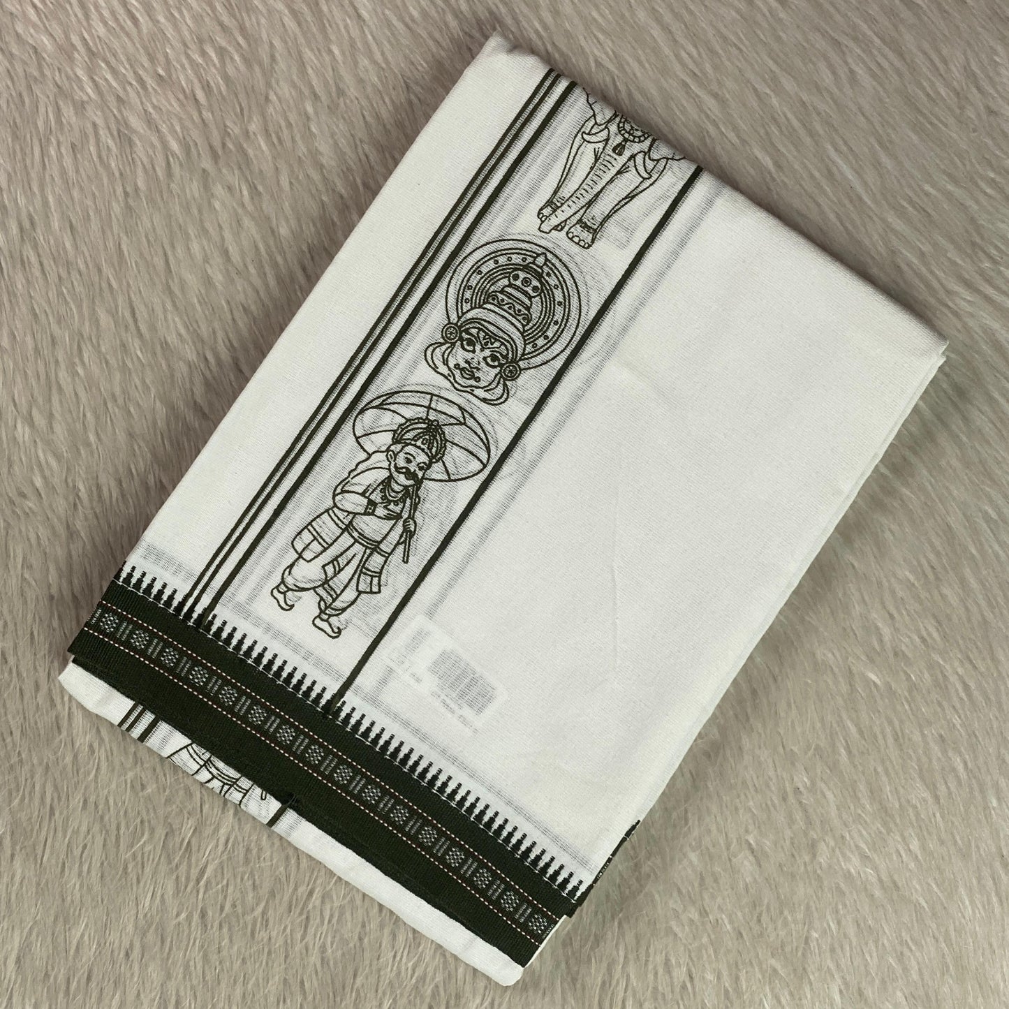 Onam Theme Special Black Printed Kerala Kasavu Mundu