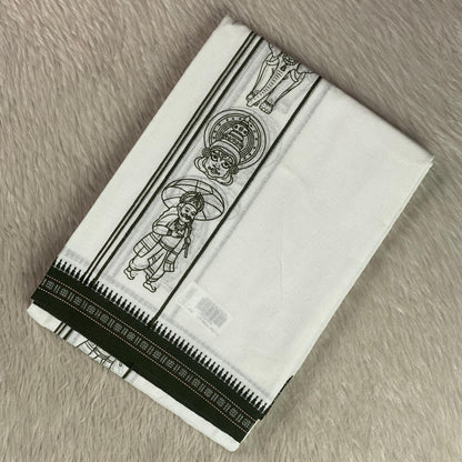 Onam Theme Special Black Printed Kerala Kasavu Mundu