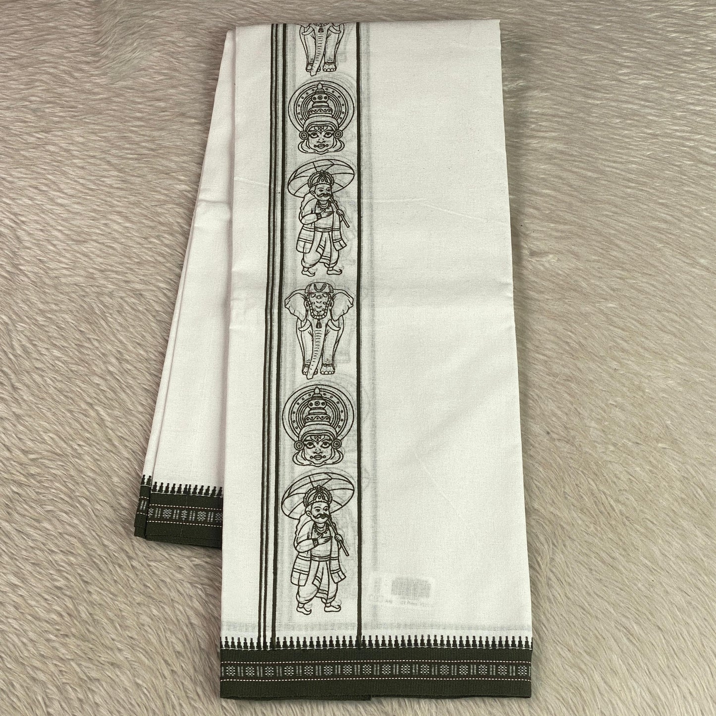 Onam Theme Special Black Printed Kerala Kasavu Mundu