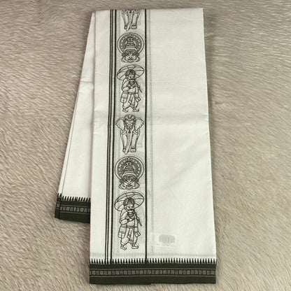 Onam Theme Special Black Printed Kerala Kasavu Mundu