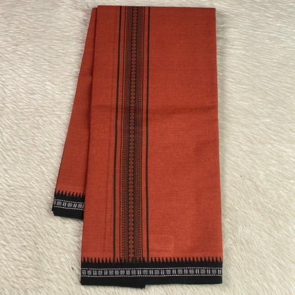 Traditional Rust RedKavi Kerala Mundu with Black Border